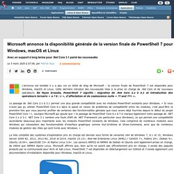 Microsoft annonce la disponibilité générale de la version finale de PowerShell 7 pour Windows, macOS et Linux avec un support à long terme pour .Net Core 3.1 parmi les nouveautés