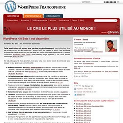 WordPress 4.0 Beta 1 est disponible
