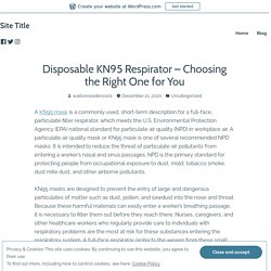 Disposable KN95 Respirator – Choosing the Right One for You – Site Title