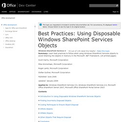 Best Practices: Using Disposable Windows SharePoint Services Objects