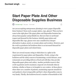 Start Paper Plate And Other Disposable Supplies Business