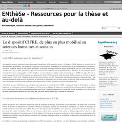 Le dispositif CIFRE, de plus en plus mobilisé en sciences humaines et sociales