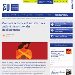 Violences sexuelles et sexistes : des outils à disposition des établissements