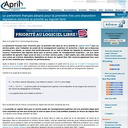 Le parlement français adopte pour la première fois une disposition législative donnant la priorité au logiciel libre