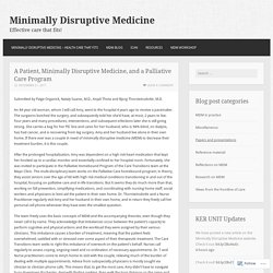 A Patient, Minimally Disruptive Medicine, and a Palliative Care Program – Minimally Disruptive Medicine