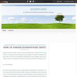 How to Choose Dissertation Topic? - Dissertaion