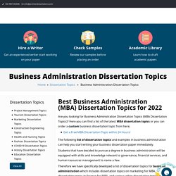 Business Dissertation Topics & Ideas