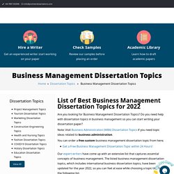 Business Management Dissertation Topics