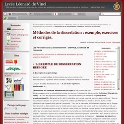 Méthodes de la dissertation : exemple, exercices et corrigés.