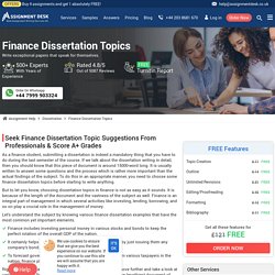 Top 25 Dissertation Topics for your Finance Research