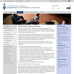 PhD Dissertation Proposal Guidelines « University of Toronto Department of Political Science