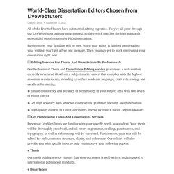 World-Class Dissertation Editors Chosen From Livewebtutors – Telegraph