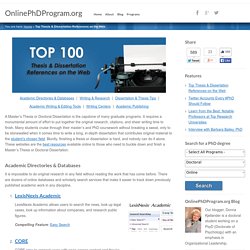 Top Thesis & Dissertation References on the Web: OnlinePhDprogram.org