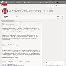 Dr Who?? : UFO PhD dissertations - free online, page 1