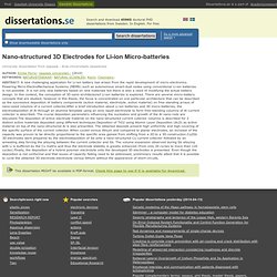 Nano-structured 3D Electrodes for Li-ion Micro-batteries