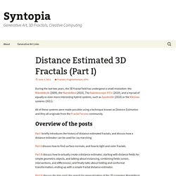Distance Estimated 3D Fractals (Part I)