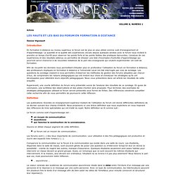 FORUM DistanceS / Printemps 2005