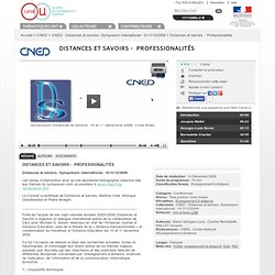 Distances et savoirs -  Professionalités - CNED