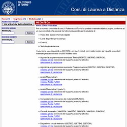 Corsi di Laurea a Distanza - Mediateca - Nuovi Corsi su CD-ROM - Politecnico di Torino