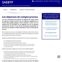 Distinction entre les dépenses de compte prorata et les dépenses interentreprises - SAEBTP