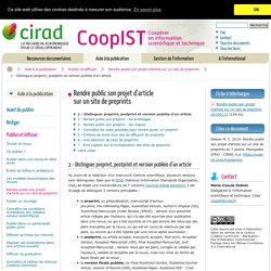 Distinguer preprint, postprint et version publiée d’un article / Rendre public son projet d’article sur un site de preprints