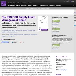 The RSS-POD Supply Chain Management Game: An Exercise for Improving the Inventory Management and Distribution of Medical Countermeasures