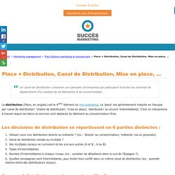 Distribution (place) : canal de distribution composé d’entreprises, internet, ...