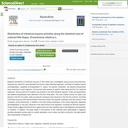 Distribution of intestinal enzyme activities along the intestinal tract of cultured Nile tilapia, Oreochromis niloticus L. 10.1016/S0044-8486(99)00270-7 : Aquaculture