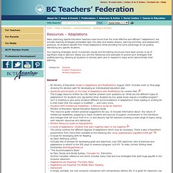 BCTF > Teaching to Diversity resource inventory: Resources – Adaptations