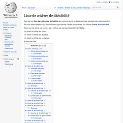 Liste de critères de divisibilité