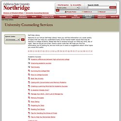 Division of Student Affairs : University Counseling Services : Self-Help Library