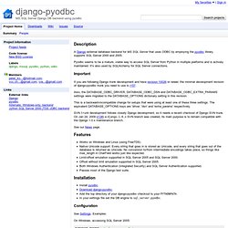 django-pyodbc - MS SQL Server Django DB backend using pyodbc