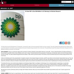 DN! Oil Giant BP to Give $500 Million to UC Berkeley for Biofuels Research