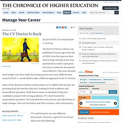 The CV Doctor Is Back - Manage Your Career