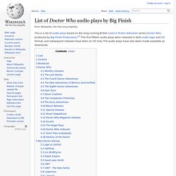 List of Doctor Who audio plays by Big Finish