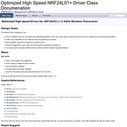 Optimized High Speed NRF24L01+ Driver Class Documenation: Optimized High Speed Driver for nRF24L01(+) 2.4GHz Wireless Transceiver