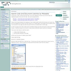 Search Lists and Document Libraries by Metadata - B l o g P o i n t