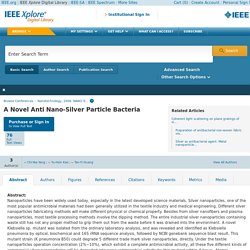 IEEEXPLORE - AOUT 2008 - A Novel Anti Nano-Silver Particle Bacteria