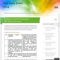 Document required entering in JEE Main 2014 exam