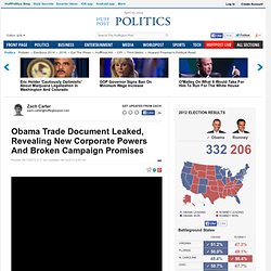 Obama Trade Document Leaked, Revealing New Corporate Powers And Broken Campaign Promises