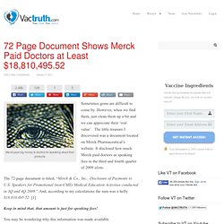 72 Page Document Shows Merck Paid Doctors at Least $18,810,495.52