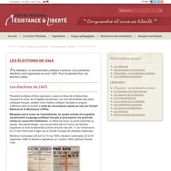 Centre Régional Résistance & Liberté - Ressources documentaires > Fiches thématiques > Libération : Les élections de 1945