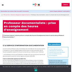 Professeur documentaliste : prise en compte des heures d'enseignement - SNES-FSU