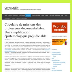 Circulaire de missions des professeurs documentalistes. Une simplification épistémologique préjudiciable