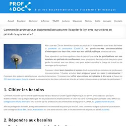Comment les professeur.es documentalistes peuvent-ils garder le lien avec leurs élèves en période de quarantaine