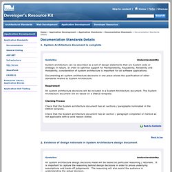 Documentation Standards Details - Application Standards - Developer's Resource Kit