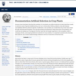 ARTICLE #4: Documentation:Artificial Selection in Crop Plants - UBC Wiki