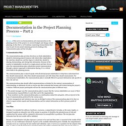 Documentation in the Project Planning Process – Part 2