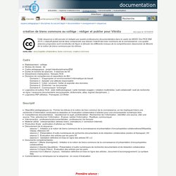 documentation - création de biens communs au collège : rédiger et publier pour Vikidia