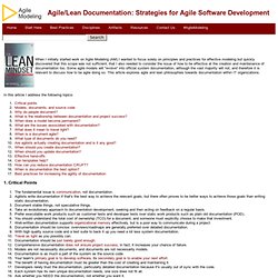 Agile/Lean Documentation: Strategies for Agile Software Development